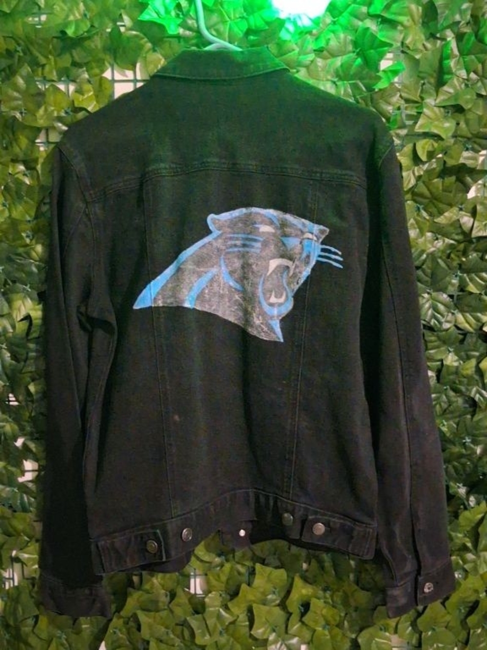George Black Jean Jacket with Blue Panther Graphic